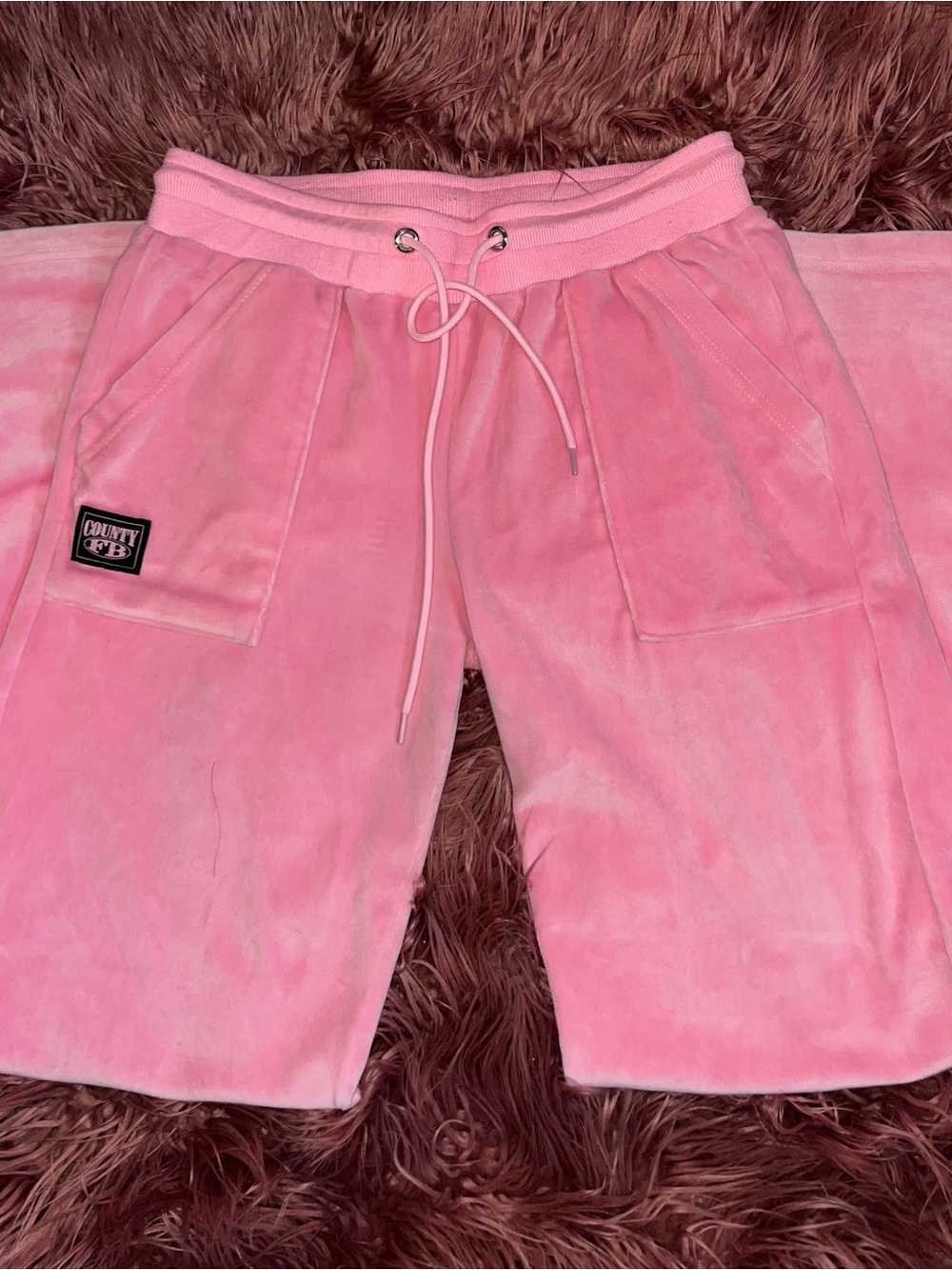 FB County Pink Velour Jogger Sweatpants